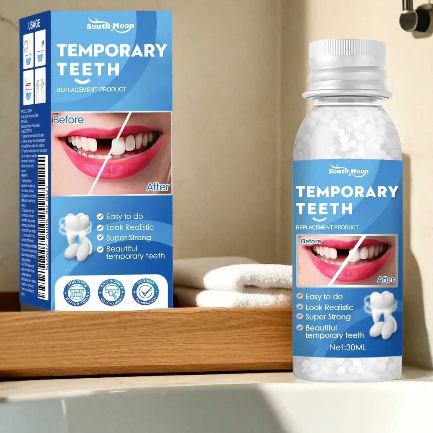 Solid Tooth Filling Material, Dental Repair Wax for Tooth Holes, Temporary Crown Cement and Denture Gap Filler, Oral Care Supplies for Temporary Fillings
