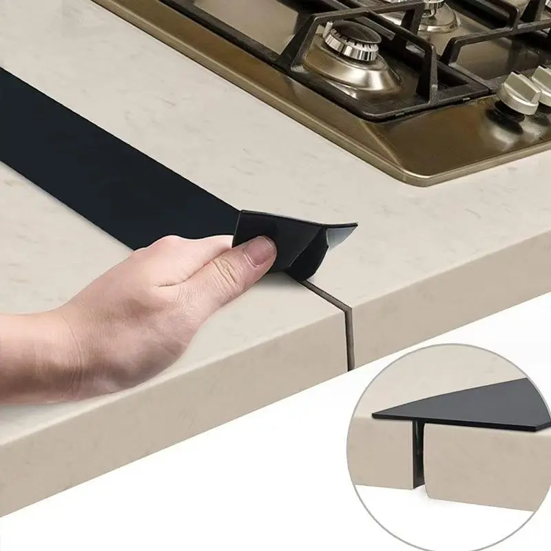 21 inch stove top gap cover T-shaped silicone rubber strip kitchen oil and gas gap filling heat-resistant pad oil dust water seal (white/black)