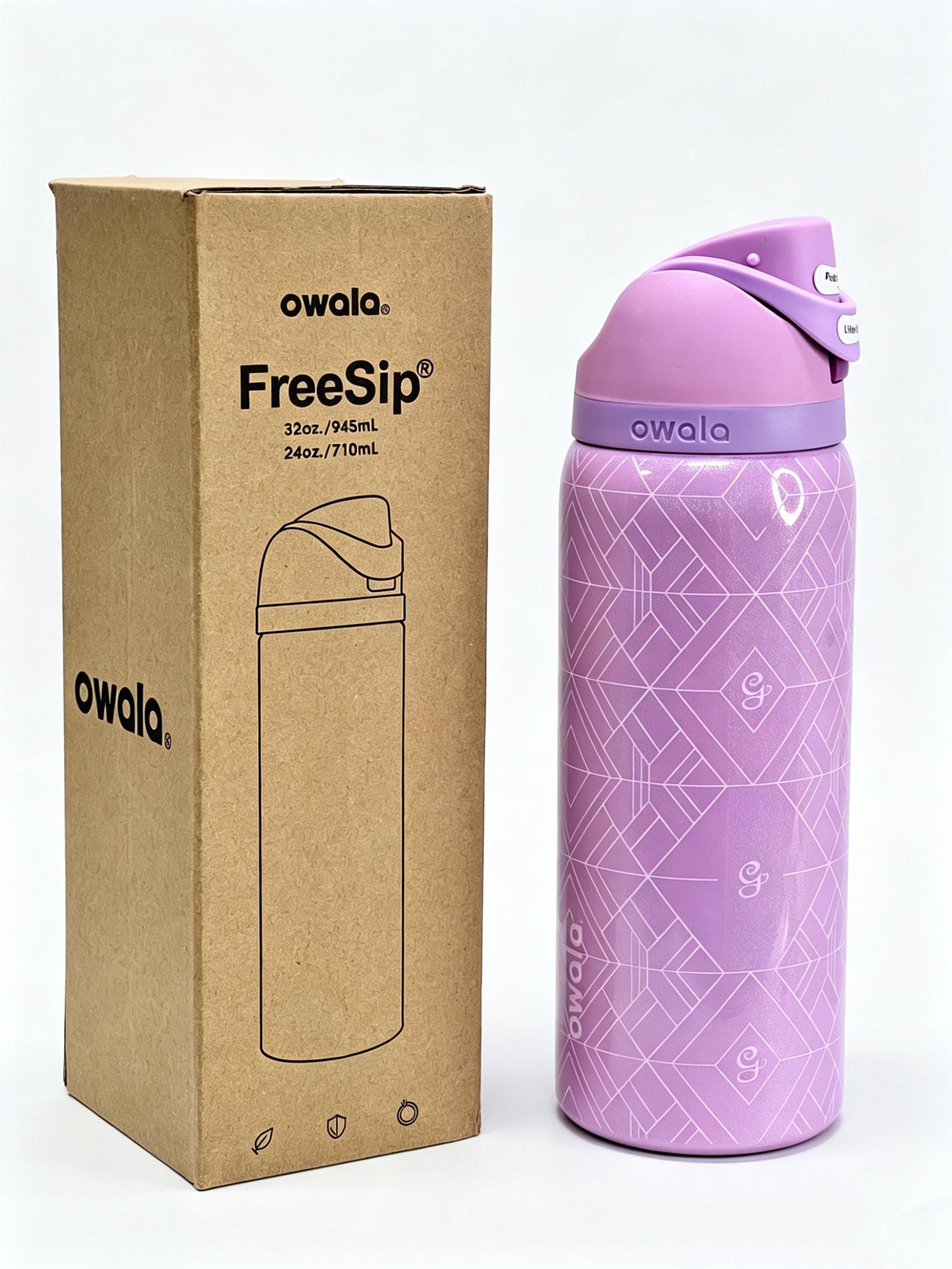 Owala 32oz insulated and cold-resistant cup - double drink sports water bottle, large capacity with straw, portable cup, stainless steel