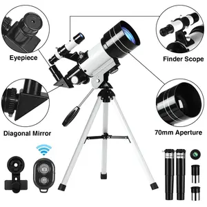 Creative Gift-Beginner's Refractor Astronomy Telescope, Portable with 70mm Aperture (HD Refractor, Tripod, Phone Adapter, and Wireless Remote) Ideal for Stargazing and Space Exploration