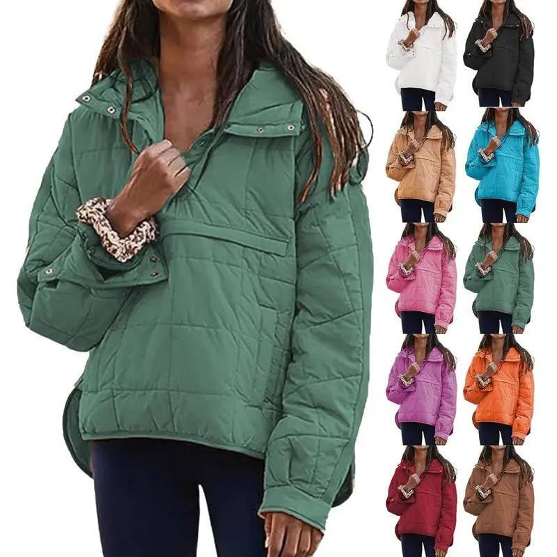 Womens Oversized Puffer Jacket Pullover Quilted Lightweight Jackets Fall Winter Warm Coat Dolman Hoodies Padded Coats used with raincoat