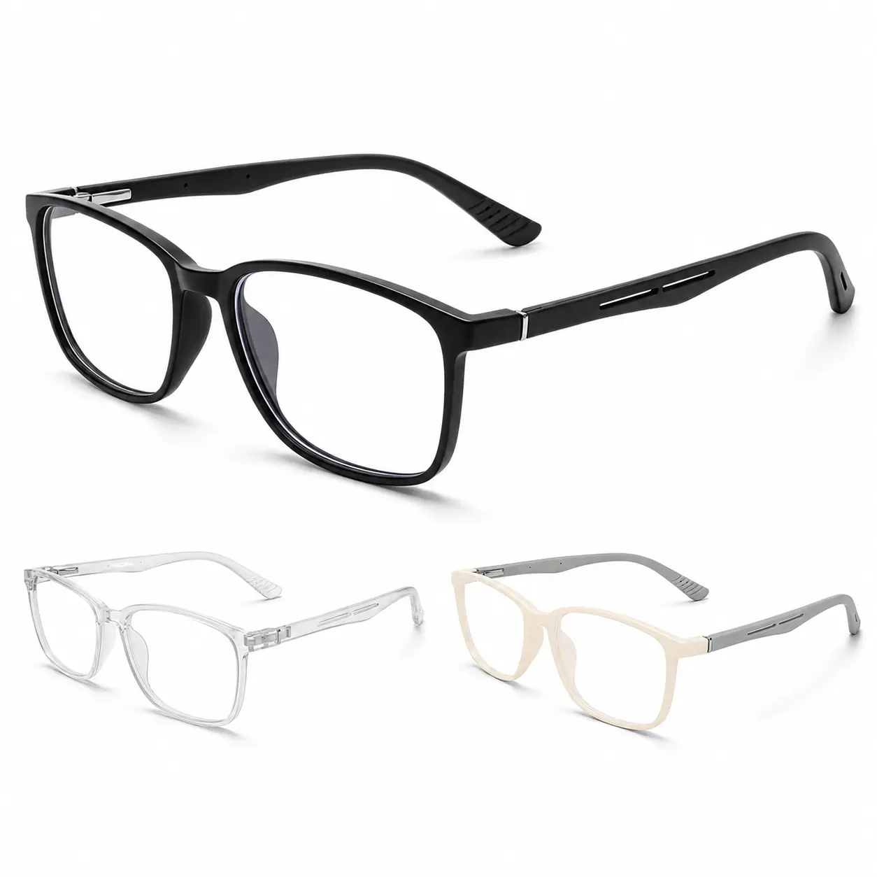 Lightweight Blue Light Glasses for Men & Women,Rectangle Frame Eyeglasses,Simple Style Glasses for Daily Use