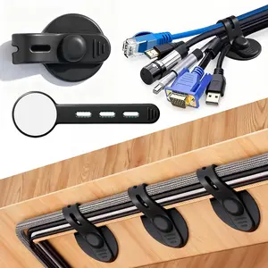 Management Under Desk, 2026  Upgraded Cord Organizer,   Ties Straps, Adjustable Wire Organizers for Cords, Self Adhesive Sticky-  Clips Hider Under Table, 12 count - Black