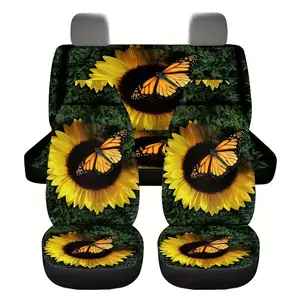 Stylish Butterfly & Sunflower Car Seat Covers, Durable & Breathable Fabric, Four-Seasons Protection, Easy Installation, Perfect Interior Accessory, Auto Seat Covers