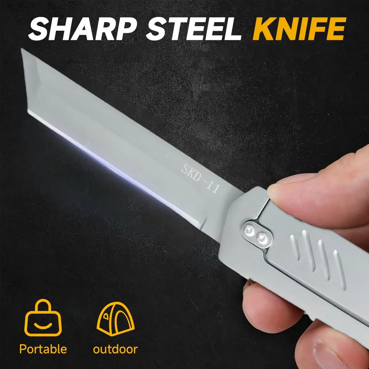 Creative Retractable Slicer Knife – 3.9" Straight cutting tip, High-Hardness Stainless Steel, Portable Multipurpose EDC Camping Tool - Outdoor Foldin