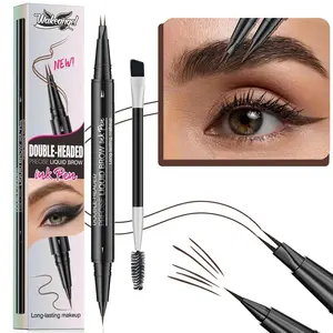 Brow Pen, 2-in-1 Eyebrow Pencil with Waterproof Microblading and Dual-Ended Eyeliner Brush for Natural Brow Makeup and Eyelash Line