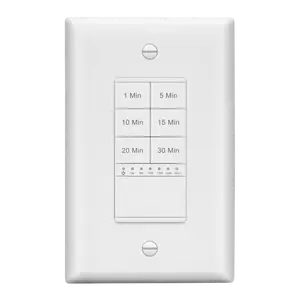 LIDER 30-Minute Hour Countdown Timer Switch, In-Wall, No Neutral Required, Ground Required, LED Indicator, Timer for Fans or Lighting, Wall Plate Included