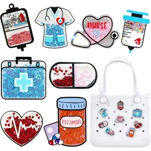 SQ-BR112 Nurse Charms for Bogg Bags,Nurse Accessories for Women's Simply Southern Beach Totes Decoration,Insert Accessory for Rubber Beach Bag
