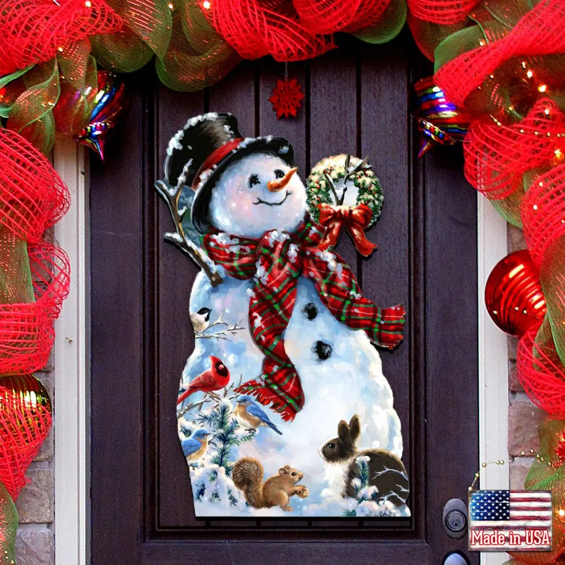 Designocracy 8461024H-1563 Artistic 24x18 in. Old Fashioned Christmas Door Decoration, Wall Decor Option, Gift-Worthy with Hanger Included