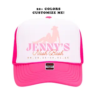 Custom Bachelorette Party Trucker Hat – Personalized Pink COWGIRL Rodeo Theme Party | Bachelorette Party Hats, Bday Hats, Nashville Austin Western Pool Bar Crawl Party Accessories, Matching Group Hats