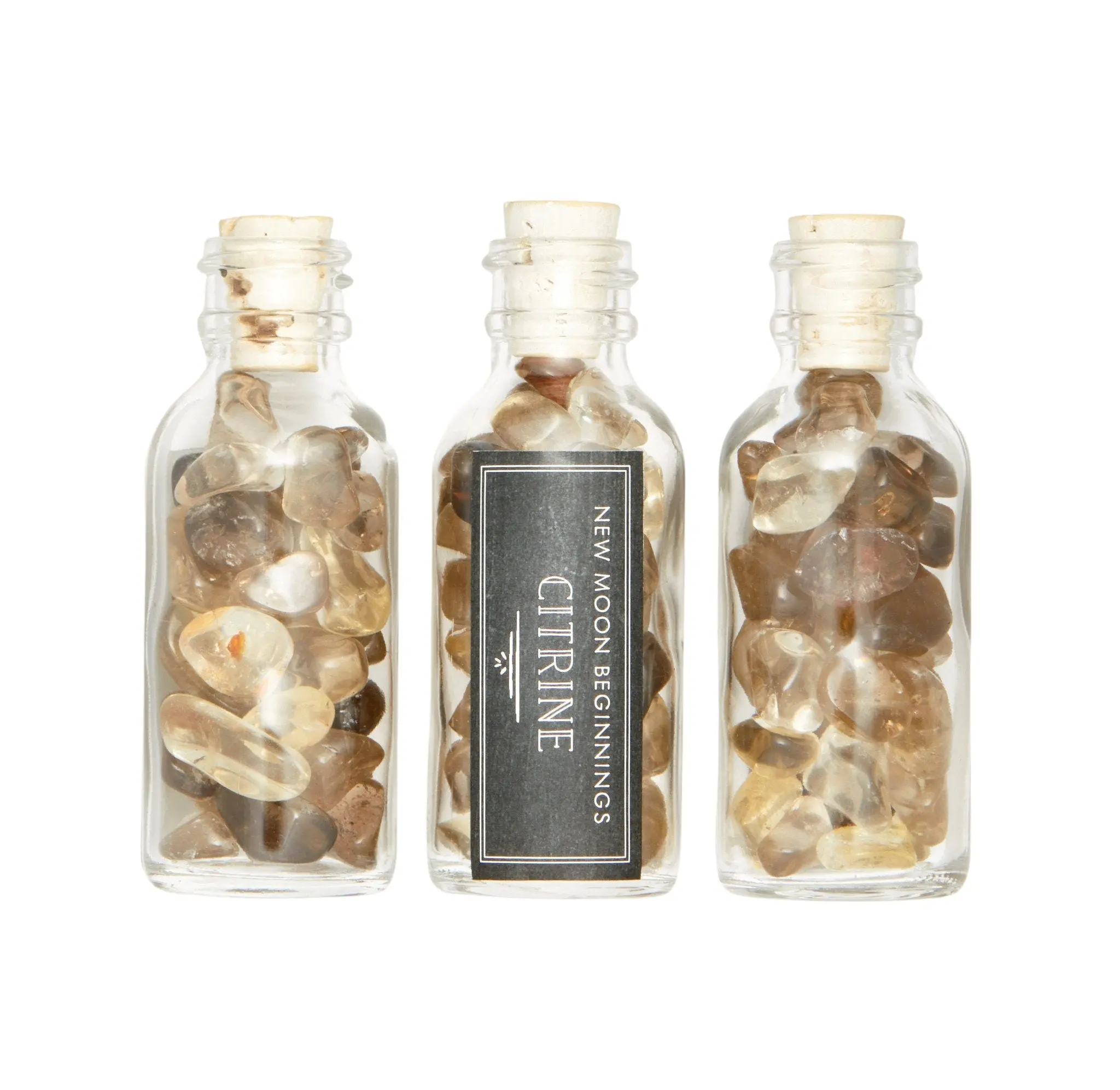 New Moon Beginnings Natural Citrine Crystal Bottle with Clear Lid