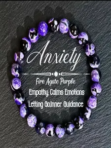 Natural Fire Agate Crystal Bracelet, Anxiety Relief & Calming Stone, Grounding Therapy Jewelry, Handmade Gemstone Accessory, Beaded Bracelets, Healing Crystal Bracelet