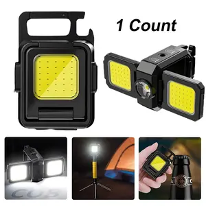 Mini Flashlight Keychain Light COB Work Lamp USB Rechargeable High Lumens Flashlight 90° Foldable Side Light Super Bright Portable Lantern High Lumen Flashlights