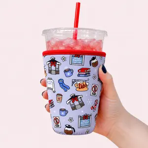 I Smell Snow Gilmore Girls Christmas Coffee Sleeve Reusable Neoprene Cup Sleeve with Holiday Theme Red Trim Eco-Friendly Comfortable Sleeve