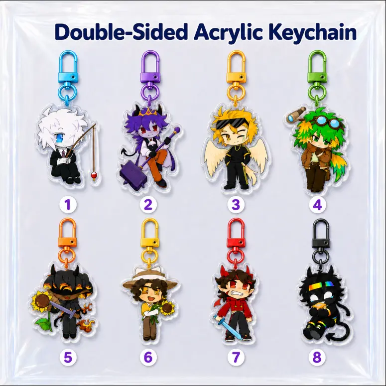 MCYT Unstable Universe Acrylic Keychain, ParrotX2 Wemmbu FlameFrags and Minecraft YouTuber Characters, Double-Sided Gamer Bag Charm