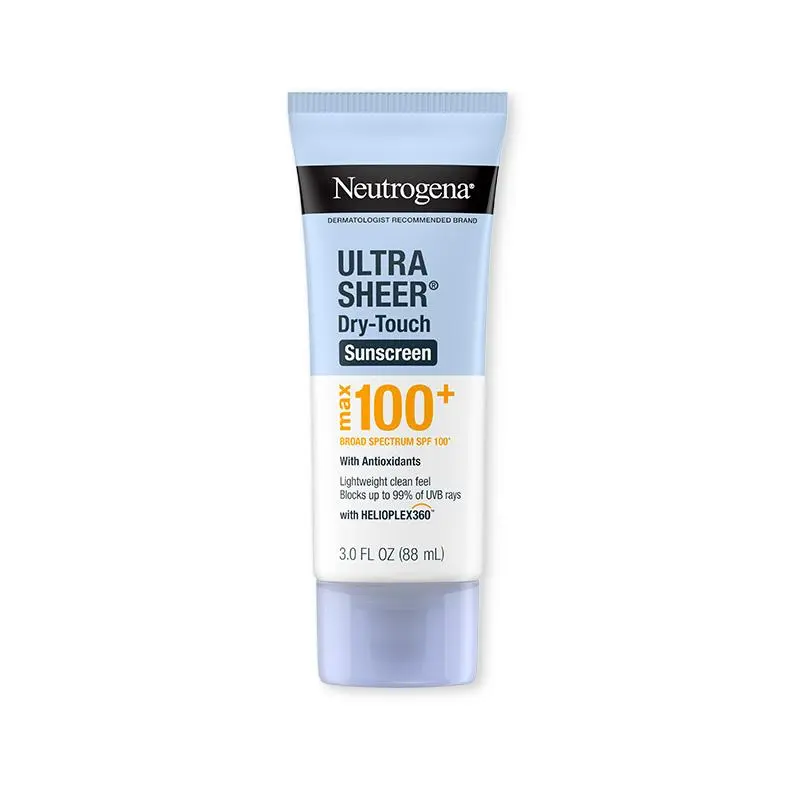 Neutrogena Ultra Sheer Dry-Touch Sunscreen Lotion, Max 100+ Broad Spectrum SPF 100 UVA/UVB Protection, Lightweight, Non-Greasy Sunscreen, Oxybenzone-Free, Antioxidant, Travel Size, 3 fl oz