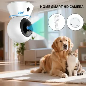 Pet Camera WiFi Indoor Security Camera, 1080p, 2.4GHz Bidirectional Audio Night Vision Clear Monitoring Record Baby Crying Monitoring Camera, Suitable for Home 360 Camera Mini Camera