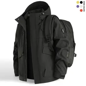 Men’s outdoor cycling casual fashion jacket; windbreaker sports mountaineering jacket; new outdoor hooded couples’ mountaineering jacket; spring–autumn windproof, waterproof, breathable, fashionable solid-color jacket; casual sports jacket