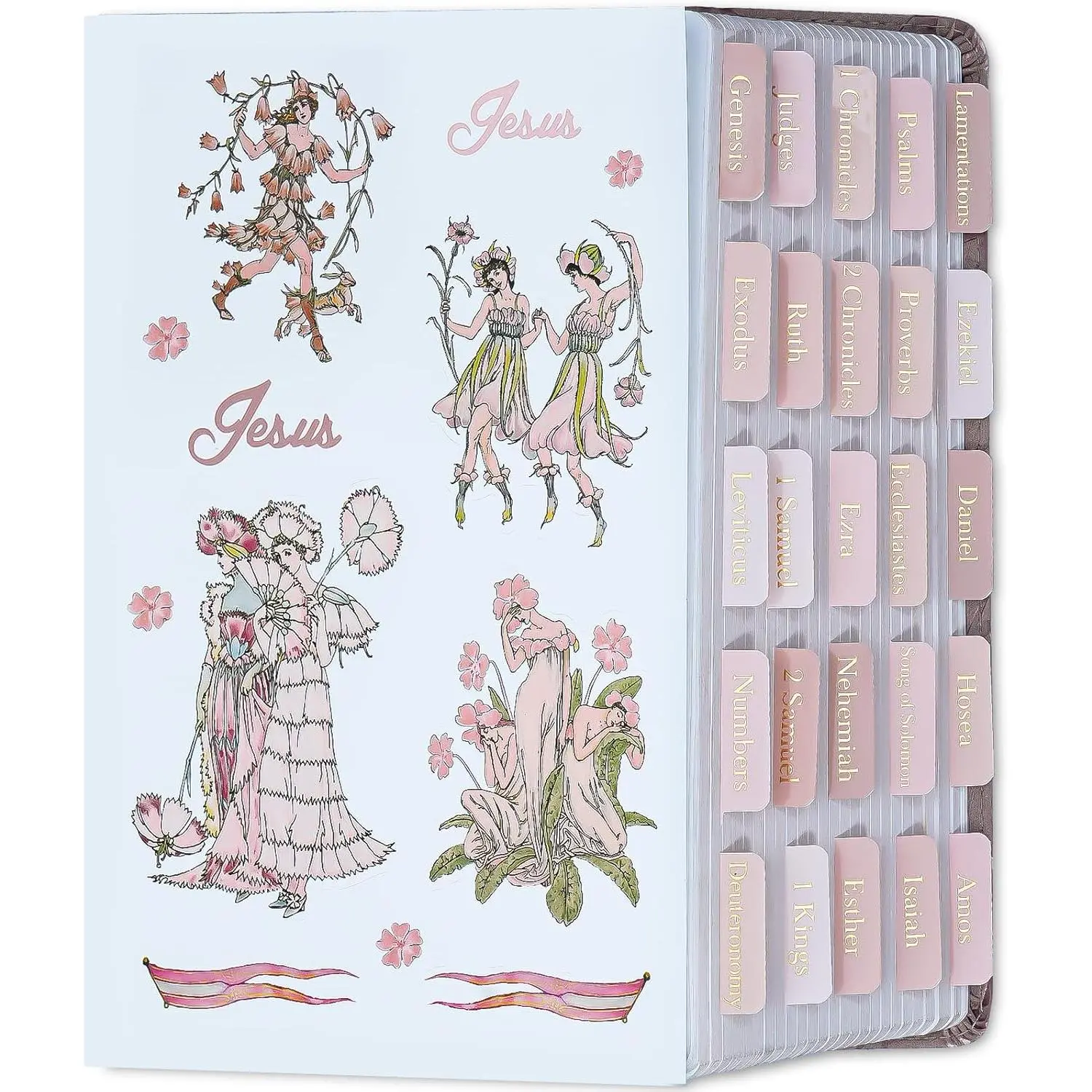 Tabs with Stickers, Laminated  Foil Large Print  Tabs for Women Men, 66  Book Tabs for Old and  Testament, Additional 9 Blank Tabs for Study  (Ballet )