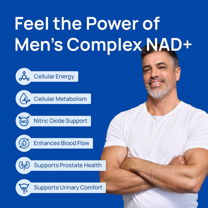 Selerb NAD+ Supplement for Men – With  Liposomal-NAD+,CoQ10, L-Carnitine, L-Arginine, Maca & Ashwagandha Fitness – Energy, Circulation & Prostate Support – 60 Capsules Edible Dietary  Vitamin Healthcare Natural