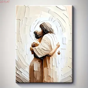 Jesus Embracing Woman Canvas Wall Art Eco-Friendly Fade-Resistant Waterproof UV-Protected Vibrant Colors Frame-Style for Church Home Living Bedroom Dining Office Prayer Room Decor Artwork Peace Love Print Indoor Decoration