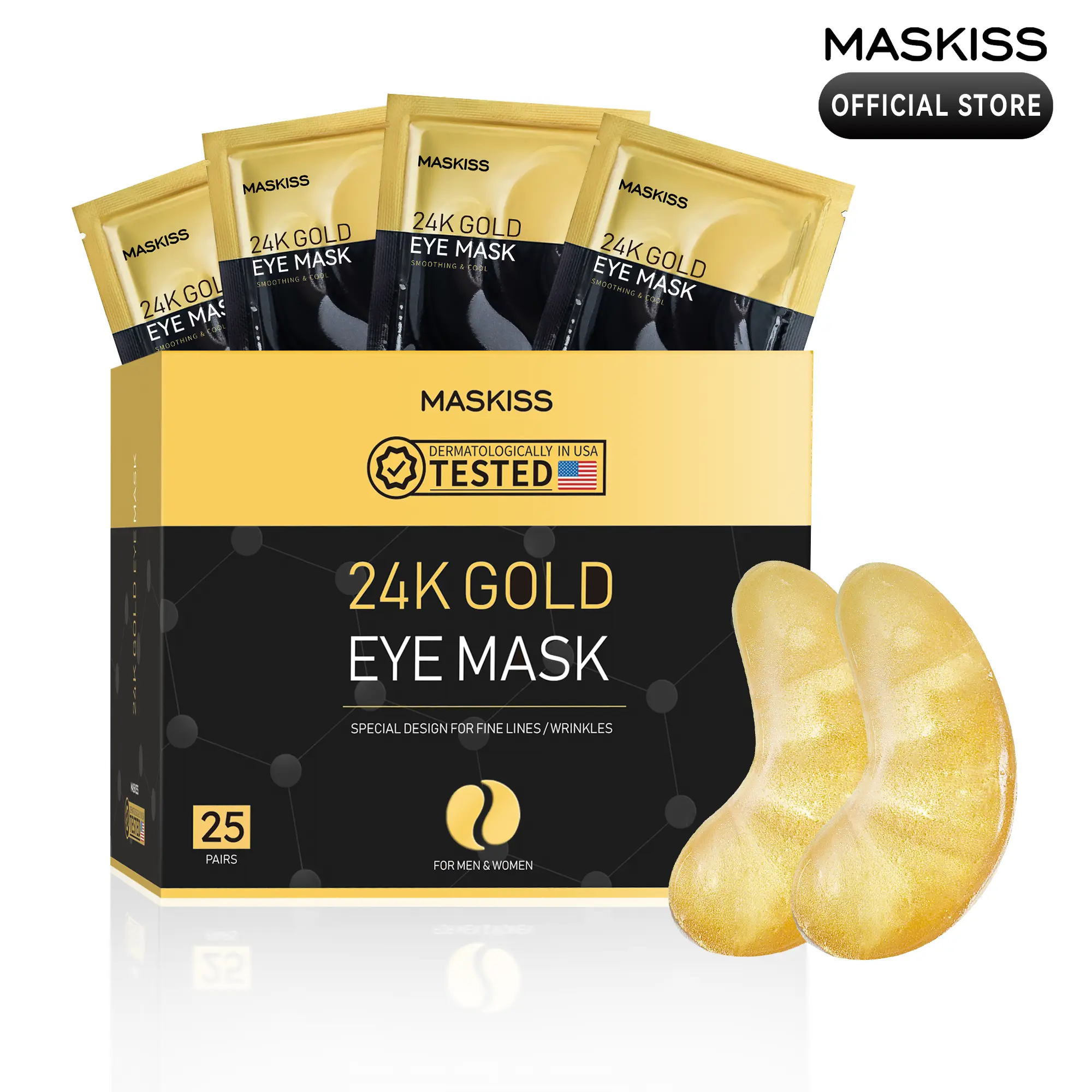 【Value Combo】Maskiss 24K Gold Eye Mask – 50/75/100 Pairs | Under-Eye Patches for Dark Circles, Puffiness & Fine Lines | Hydrating Collagen Eye Pads | Anti-Aging Skincare Treatment for Women & Men