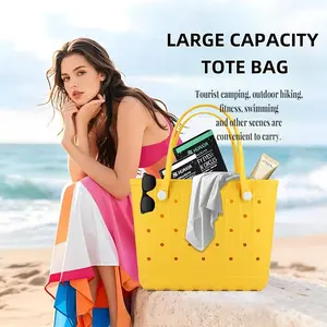 Rubber Beach Bag EVA Waterproof Tote Bags Washable Sand-proof Travel Handbags for Pool Boat Groceries Work Sports