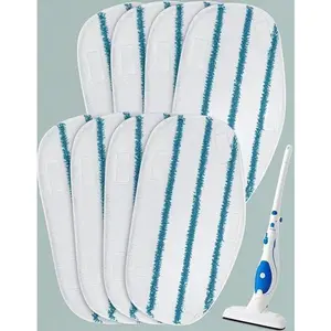 Microfiber Steam Mop Pads 8 Pack - Washable Reusable Replacement Pads for Floor Cleaning - Compatible with ThermaPro 10-in-1 and 211 Steam Mops - Durable Absorbent Pads for Steamer - Multi-Surface Safe Non-Slip Design