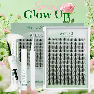 YOULUCK Demon Wink DIY Lash Extension Kit Clusters Individual Lashes Wispy Volume Set Beginner Friendly Lash Bond & Seal Tweezer for Home Makeup