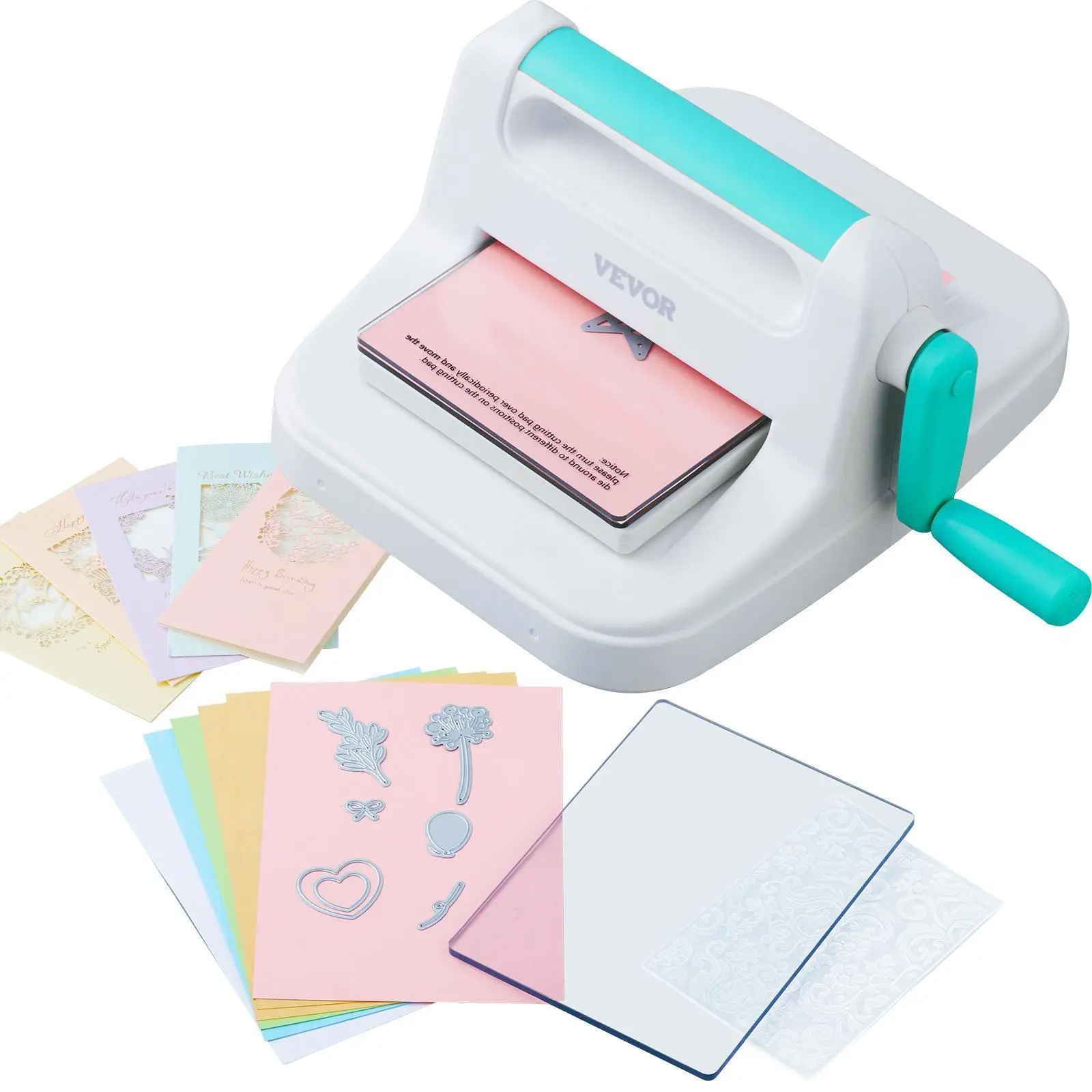 【Summerfinds】VEVOR Manual Die Cutting & Embossing Machine, Portable Cut Machines, 6 inch Opening Scrapbooking Machine Full Kit Included, For Arts & Crafts, Scrapbooking, Card Making and Crafting, White