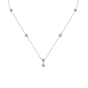 Clover Bezel Set Pendant Necklace