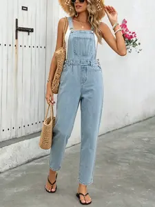 Women's Casual Loose Harem Strap Pants, Daily Wear Versatile, Four-Season Denim Straps, New Non-Elastic Fabric, Wide Fit Style