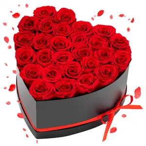 VEVOR Forever Flowers, 27 Preserved Roses in a Heart Shape Box, Eternal Flowers Immortal Bouquet Birthday Present for Delivery Prime Women Her Wife Mothers, Anniversary, Valentine's Day,Christmas, Red