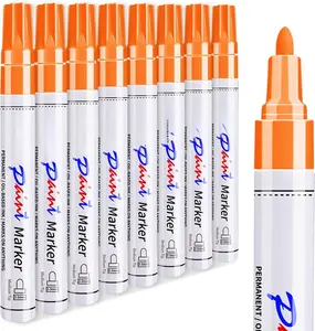 Orange Permanent  Pens - 8 Pack Oil Based  Markers,Pens For Rock Painting  Tyre Metal, Plastic, Canvas, Mugs, , Glass, Quick Drying and , Medium Point