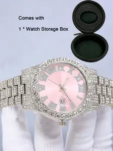 1pc - Fashion Diamond studded Starry Sky Men's Business Quartz Watch High end Automatic Calendar Men's Watch Business Quartz Wristwatch - Comes with 1 * Watch Storage Box