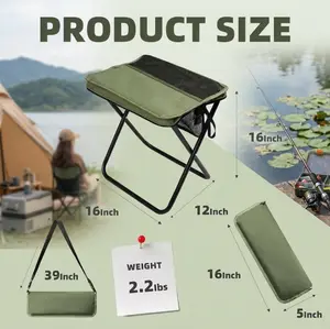 Ultralight Folding Camping Stool with Storage Bag – Compact Portable Backpack Chair for Outdoor Hiking, Fishing & Travel, 265 lbs Capacity