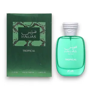 Rasasi Perfumes Hawas Tropical Eau De Parfum Unisex Fragrance 100 ML 3.4 oz Coconut Ginger & Mint Notes Delightful Scents