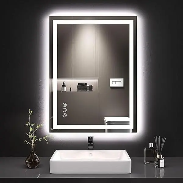 28x36 LED Bathroom Mirror with Anti-Fog Dimmable CRI90+ Touch Button Water Proof Horizontal/Vertical Wall Mounted LED Mirror for Bathroom with Front Light and Backlit 3 Lighting Modes