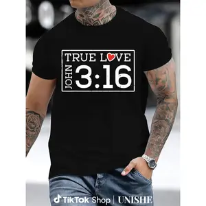 USA-Made Valentine’s John 316 Christian T-Shirt, True Love Jesus Design for Men & Women