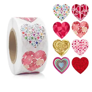 1000pcs/Roll Glitter Valentine's Day Heart Stickers, 1inch Heart Stickers, Floral Pattern Sticker, Valentine's Day Mother's Day Wedding Love Labels, Gift Packaging Decoration, Teacher Easter Gifts - Winter, New Year