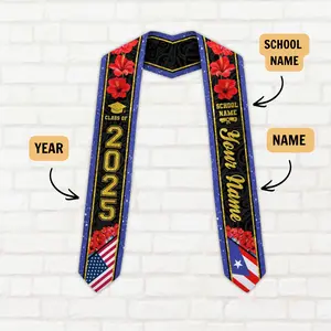 Customized Puerto Ricans Flag Graduation Sash 2026, Puerto Rico Graduation Stole, Graduation Gift