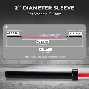 7FT Olympic Barbell 45LB, Weight Bar for Weightlifting and Powerlifting, 700LBS Capacity, Fit 2” Standard Weights