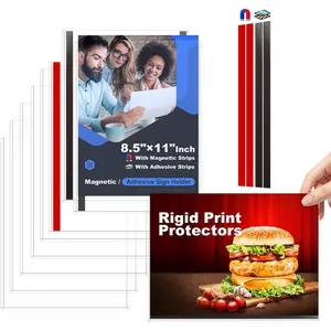 2 Pack 8.5'' x 11'' Inch  Sign Holders, Rigid Print Protectors, Paper Holder With Adhesive Tape, Plastic Document Holder For Posters Letter Paper Picture, Wall Mount  Frame for Refrigerator Window, Door, , Office, and Store