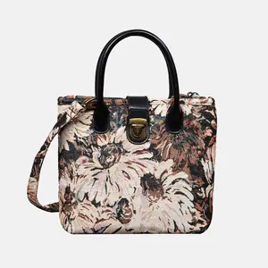 Blooming Daisy Black Tuck Lock Carpet Satchel