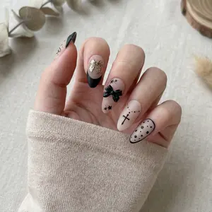 5D Black Bowknot Nail Decals, Ribbon & Necklace Embossed Nail Art Stickers | Easy DIY (62)