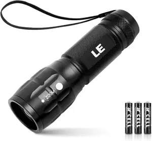 Lighting EVER High Lumens LED Flashlight - High-Power Standard Torch, Small, Waterproof, Adjustable Focus, AAA Batteries Included, for Outdoor & Emergency Use, Tactical Camping Accessory, High-Power Standard Torches