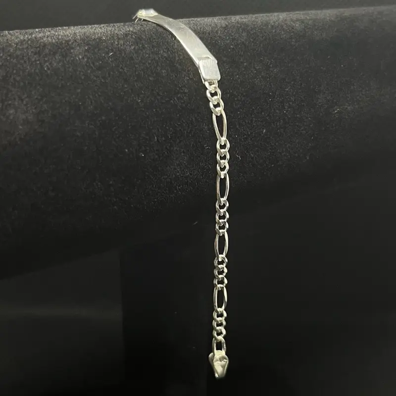 Esclava De Plata 925 Con Diseño Fígaro,925 Silver Bracelet - 7 Inch
