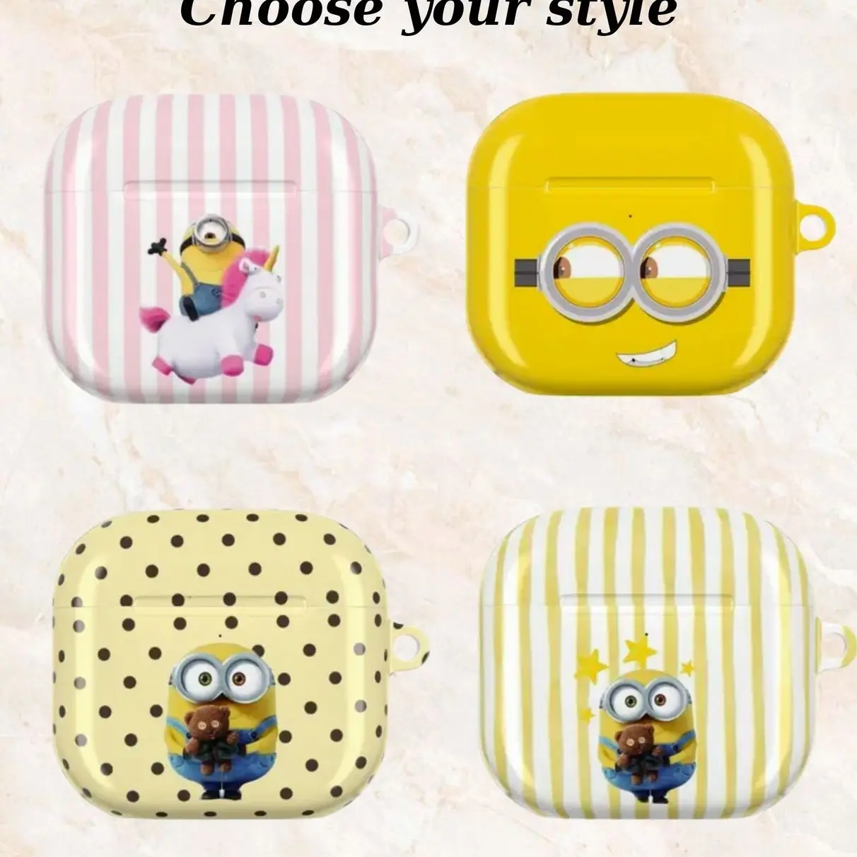 Cute Mini0n Pattern Airpod Case - Funny Anime Movie Nostalgia  Shockproof Protection for AirPods Pro 1 2 3 , Airpod 1 2 3 4 Aesthetic Air Pods Case Cover Protective