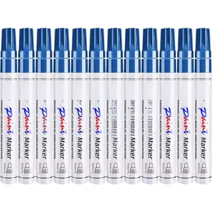Permanent  Pens Blue  Markers 12 Pack Oil Based Markers, Quick Drying and  Marker Pen,  Tire, Metal, Rock Painting, , Plastic, Canvas, Craft Supplies for Adults