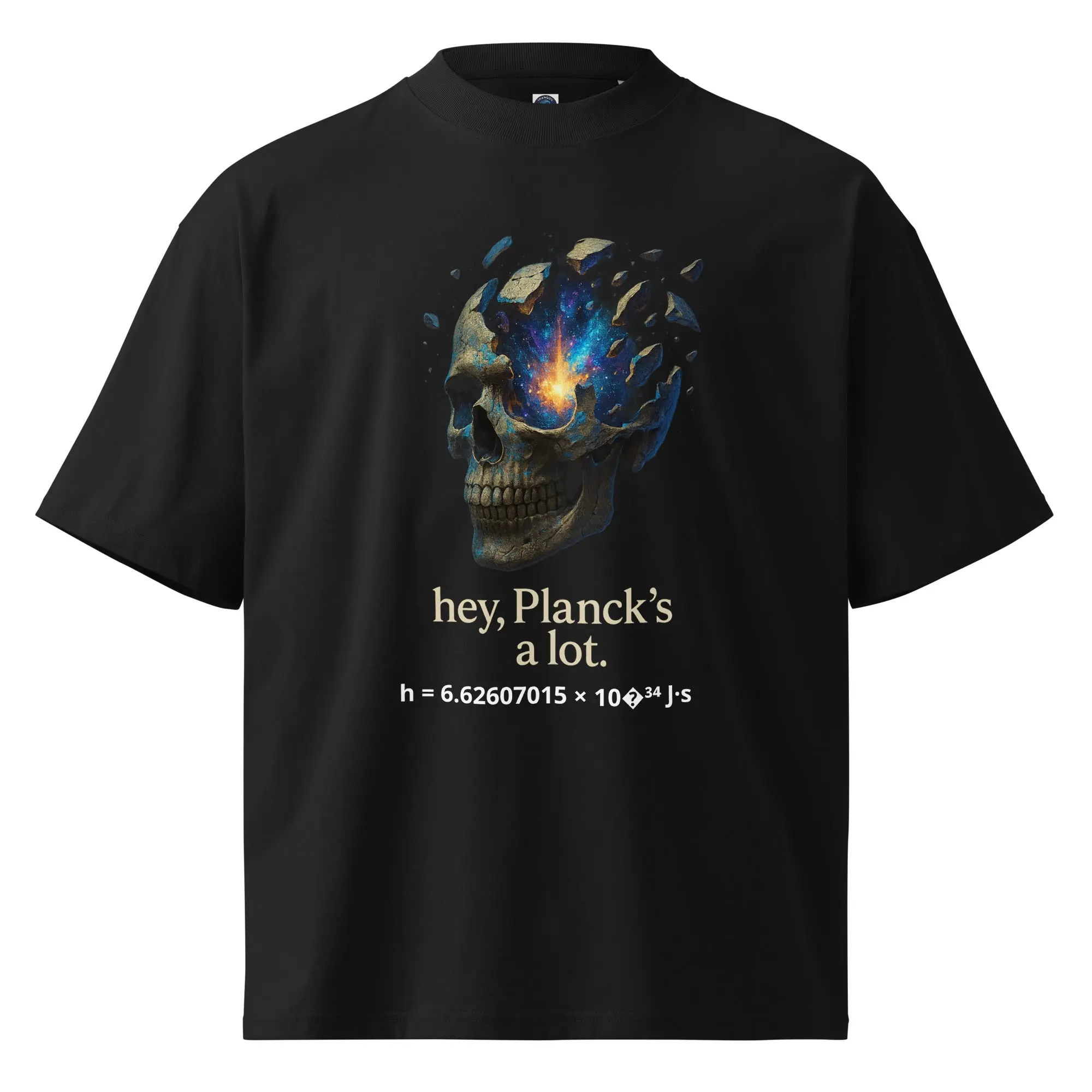 Unisex organic Exploding Skull – Planck’s Constant Quantum Tee